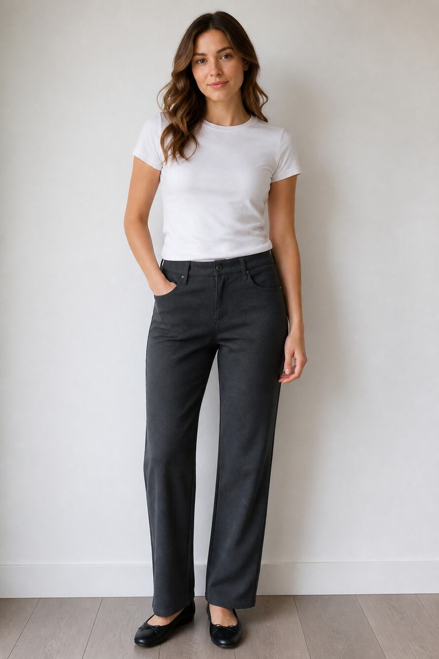 Chico's Slim Leg Ponte Pocket Pant 2.5R Dark Gray